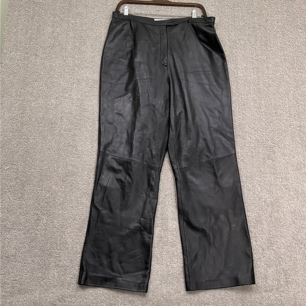 Valerie Stevens Pants Women 14 Black‎ Leather Moto Biker Punk Rock Straight Leg